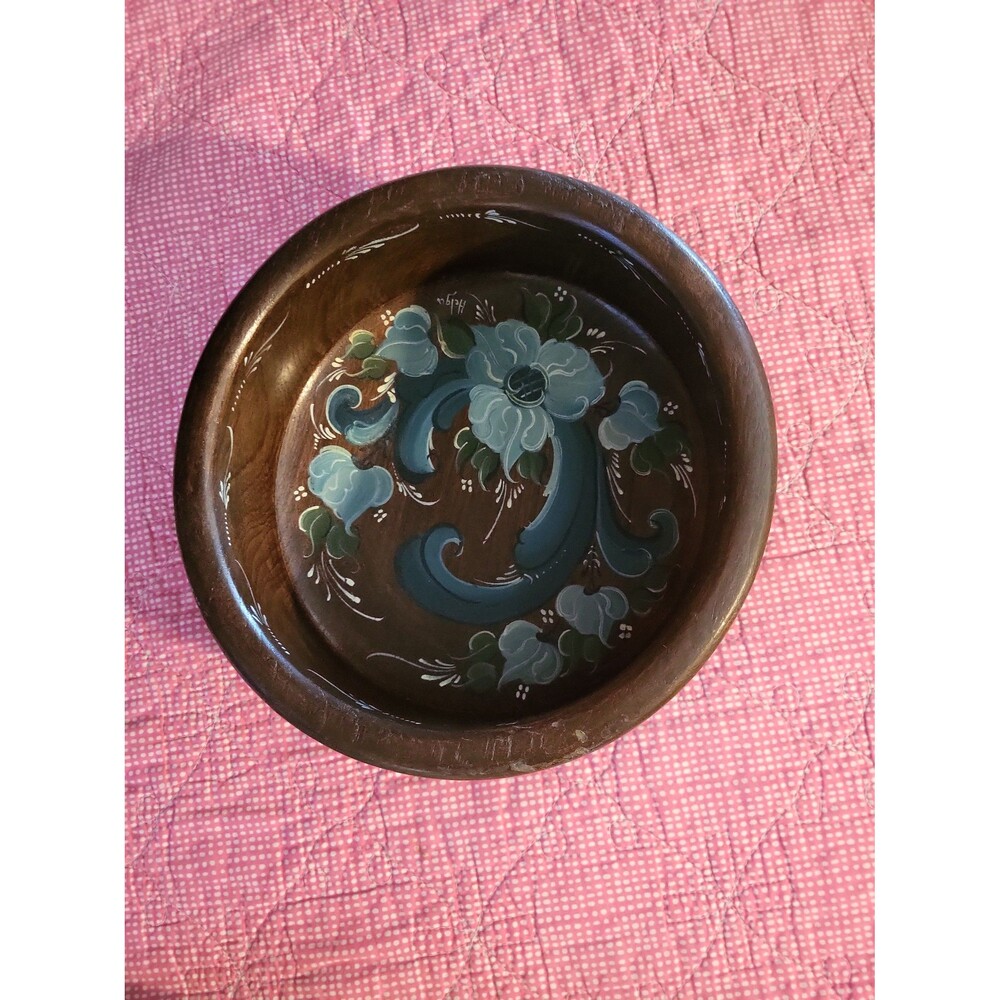 Vintage Norwegian Rosemaling wooden bowl